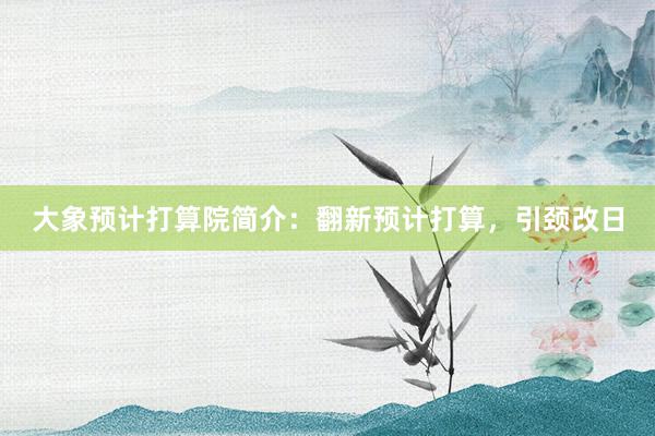 大象预计打算院简介:翻新预计打算,引颈改日
